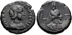 Roman Provincial EGYPT, Alexandria. Julia Maesa. Augusta, AD 218-224/5. Potin Tetradrachm (22.3mm, 13.40 g, 12h). Dated RY 3 of Elagabalus (AD 219/220). IOYΛ MAIC[A CE]B MHT(ηρ) CTPA(τοπέδον), draped 