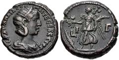Roman Provincial EGYPT, Alexandria. Julia Mamaea. Augusta, AD 222-235. Potin Tetradrachm (22mm, 10.89 g, 12h). Dated RY 13 of Severus Alexander (AD 233/234). Draped bust right, wearing stephane / Nike