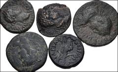 Large Lots ROMAN. Provincial. Lot of five (5) bronzes from the Weissenberg Collection. Includes: PHOENICIA, Berytus. Gordian III. Æ 28mm. BMC 231-4 // JUDAEA, Aelia Capitolina. Hadrian, with Antoninus
