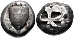 Greek ISLANDS off ATTICA, Aegina. Circa 525-480 BC. AR Stater (16.5mm, 12.07 g). Sea turtle / Incuse square with "proto-skew" pattern. Meadows, Aegina, Group IIb; Asyut Group VI; HGC 6, 433. Good Fine