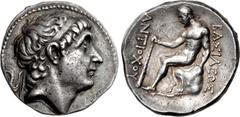 Greek SELEUKID EMPIRE. Antiochos II Theos. 261-246 BC. AR Tetradrachm (29mm, 16.94 g, 11h). Phokaia mint. Diademed head of Antiochos I right / BAΣIΛEΩΣ ANTIOXOY, Herakles seated left on rock draped wi