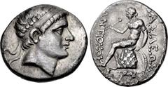 Greek SELEUKID EMPIRE. Antiochos Hierax. Circa 242-227 BC. AR Tetradrachm (30mm, 16.57 g, 10h). Parion mint. Diademed head right / Apollo Delphios, testing arrow and holding grounded bow, seated left 