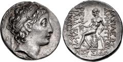 Greek SELEUKID EMPIRE. Demetrios II Nikator. First reign, 146-138 BC. AR Tetradrachm (29mm, 16.69 g, 1h). Sidon mint. Dated SE 168 (145/4 BC). Diademed head right within fillet border / Apollo Delphio