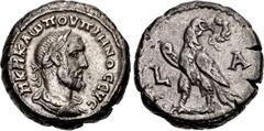 Roman Provincial EGYPT, Alexandria. Pupienus. AD 238. Potin Tetradrachm (22.2mm, 11.99 g, 12h). Dated RY 1 (AD 238). Laureate, draped, and cuirassed bust right / Eagle standing left, head right, wreat