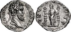 Roman Imperial Didius Julianus. AD 193. AR Denarius (17.5mm, 2.97 g, 6h). Rome mint. IMP CAES M DID IVLIAN AVG, laureate head right / CONCORD MILIT, Concordia, draped, standing left, holding aquila in