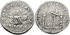Marcus Aurelius and Lucius Verus. 161-169 AD. AR Denarius (2.55 g, 12h). Legionary series. Rome mint. Restitution of Mark Antony’s Legionary Denarius. Galley right / LEG VI, aquila between two signa. 
