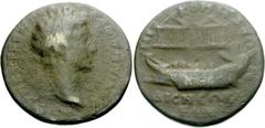 Commodus. AD 177-192. Æ 32mm (19.75 g, 2h). Nicomedia mint. Laureate head right / Galley with six oarsmen left; above, two octastyle temple façades. RG 165; SNG Copenhagen -. Fair, muddy olive and bro
