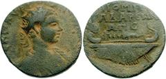 Elagabalus. AD 218-222. Æ 28mm (15.98 g, 11h). Gadara mint in Syria. Dated CY 281 (AD 218). Radiate, draped, and cuirassed bust right / Galley with seven oarsmen left; at prow, figure standing right; 