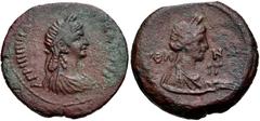 Roman Provincial EGYPT, Alexandria. Agrippina Junior. Augusta, AD 50-59. Æ Diobol (26mm, 10.42 g, 12h). Dated RY 13 of Claudius (AD 52/53). AΓPIΠΠINA [CЄBAC]TH, draped bust of Agrippina Junior right, 