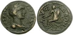 PHRYGIA, Lysias. Gordian III. AD 238-244. Æ 26mm (11.90 g). Laureate, draped and cuirassed bust right / Λ-VCI-AΔEΩN, Cybele seated left, holding patera and resting arm on tympaeum; at her feet, lion s