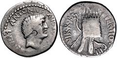 Roman Republican from the Andrew McCabe Collection The Triumvirs. Mark Antony. Autumn 37 BC. AR Denarius (19mm, 3.56 g, 6h). Antioch or military mint traveling with Canidius Crassus in Armenia. Bare h