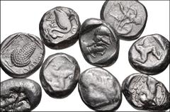 Large Lots GREEK. Asia Minor. Lot of nine (9) AR staters. Includes: A mix of types, all different, from Cilicia, Pamphylia, Lycia, and Caria. An interesting lot for the specialist collector and/or dea