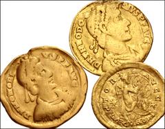 Large Lots ROMAN. Imperial. Lot of three (3) AV denominations. Includes: One each solidus of Theodosius I and Honorius, and one semissis of Theodosius II. Coins Fair to Good Fine, with scratches, mark