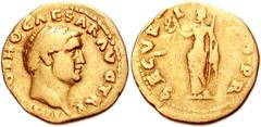 Otho. AD 69. AV Aureus (20mm, 6.91 g). Bare head of Otho right / Securitas standing left, holding wreath and sceptre. RIC I 7; BMCRE 13; Cohen 16. Good Fine, minor bend in flan. Ex Coin Galleries (20 