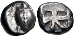 Greek ISLANDS off ATTICA, Aegina. Circa 525-480 BC. AR Stater (18.5mm, 11.67 g, 1h). Sea turtle / Incuse square with "proto-skew" pattern. Meadows, Aegina, Group IIb; Asyut Group VI; HGC 6, 433. VF, l