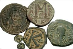 BYZANTINE. Lot of six Byzantine Æ of Justinian I. Æ Follis. Constantinople mint. SB 158 // Æ Follis. Nicomedia mint. RY 18. SB 201 // Æ Follis. Nicomedia mint. RY 32. SB 201 // Æ Half Follis. Antioch 