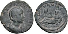 Roman Provincial PHOENICIA, Tyre. Salonina. Augusta, AD 254-268. Æ (28.5mm, 12.33 g, 6h). Draped bust right, wearing stephane / Oceanus reclining left, wearing crab claws on head, holding oar in left 