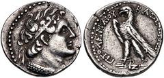 Greek PTOLEMAIC KINGS of EGYPT. Ptolemy VI Philometor. Second sole reign, 163-145 BC. AR Didrachm (22mm, 6.67 g, 1h). Uncertain mint in Cyprus. Dated year 107 of an uncertain era (156/5 BC). Diademed 