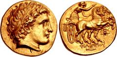 Greek KINGS of MACEDON. Philip III Arrhidaios. 323-317 BC. AV Stater (18mm, 8.53 g, 12h). In the types of Philip II. Magnesia on the Maeander mint. Struck under Menander or Kleitos, circa 323-319 BC. 