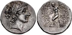 Greek SELEUKID EMPIRE. Demetrios II Nikator. First reign, 146-138 BC. AR Tetradrachm (28mm, 17.04 g, 1h). Mopsos mint. Struck 145-circa 144 BC. Diademed head right / [B]AΣIΛEΩΣ ΔHMHTPIOY ΘEOY ΦIΛAΔEΦO