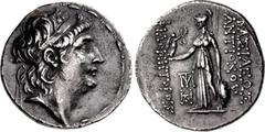 Greek SELEUKID EMPIRE. Antiochos VII Euergetes (Sidetes). 138-129 BC. AR Tetradrachm (30mm, 16.14 g, 11h). Posthumous issue struck under Ariarathes VII Philometor of Cappadocia. Uncertain mint in Capp