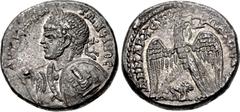 Roman Provincial CYRRHESTICA, Hierapolis. Caracalla. AD 198-217. AR Tetradrachm (25mm, 12.84 g, 12h). Struck AD 215-217. AVT K M A AN-TΩNЄINOC, laureate and cuirassed bust left, with gorgoneion on bre