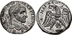 Roman Provincial SELEUCIS and PIERIA, Emesa. Macrinus. AD 217-218. AR Tetradrachm (24mm, 12.42 g, 1h). Officina A. AVT K M OΠ CЄ MAKPINOC C-Є-B, laureate bust right, slight drapery / Δ[H]MAPX ЄΞ [VΠAT