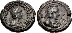 Roman Provincial EGYPT, Alexandria. Otacilia Severa. Augusta, AD 244-249. Potin Tetradrachm (23.5mm, 13.45 g, 11h). Dated RY 4 of Philip I (AD 246/7). M ωT CЄOVHPA CЄ M CTЄ, draped bust right, wearing