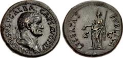 Roman Imperial Galba. AD 68-69. Æ Sestertius (36mm, 26.89 g, 6h). Rome mint. Struck circa August–October AD 68. IMP · SER · SVLP GALBA · CAES · AVG · TR · P, laureate and draped bust right / LIBERTAS 