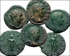 Roman Imperial Collection of Gordian III to Trebonianus Gallus. Æ Dupondii and Asses. Includes the following: Gordian III Dupondius (1) and Asses (6) // Philip I Asses (3) // Philip II As (1) // Traja