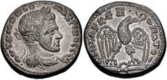 Roman Provincial SELEUCIS and PIERIA, Seleucia Pieria. Macrinus. AD 217-218. AR Tetradrachm (25mm, 14.82 g, 6h). AVT K M ΟΠ CЄ MAKPINOC CЄB, laureate, draped, and cuirassed bust right / ΔHMAPX ЄΞ VΠAT