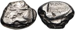 Greek LYCIA, Phaselis. Circa 500-440 BC. AR Stater (19mm, 10.79 g, 6h). Prow of galley left in the form of a forepart of a boar / Stern of galley right within incuse square. Heipp-Tamer Series 4, Emis