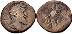 Roman Imperial Didius Julianus. AD 193. Æ Sestertius (29mm, 20.28 g, 12h). Rome mint. Laureate head right / Fortuna standing left, holding cornucopia and rudder set on globe. RIC IV 15; Banti 5. Fair,