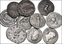 Large Lots ROMAN. Imperial. Lot of ten (10) silver issues. Includes: Denarii: Divus Vespasian (3) // Domitian, as Caesar // Hadrian // Marcus Aurelius // Faustina Junior // Gordian III. Antoninianii: 
