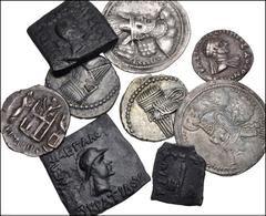 Large Lots MIXED. Oriental Greek to Central Asian. Lot of nine (9) AR and Æ denominations. Includes: PARTHIA. AR drachm of Pakoros. Ekbatana mint (2 coins) // KINGS of PERSIS. AR drachm of Dārēv (Dari
