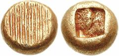 IONIA, Uncertain. Circa 650-600 BC. EL 1/24 Stater (0.62 g). Milesian standard. Striated type. Flattened striated surface / Incuse square punch. Weidauer -; Traité I 14-15; SNG Kayhan 682. Good VF. He