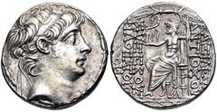 Greek SELEUKID EMPIRE. Antiochos X Eusebes Philopator. Circa 94-88 BC. AR Tetradrachm (26mm, 15.55 g, 12h). Antioch on the Orontes mint. First reign at Antioch, 94 BC. Diademed head right, with short 