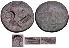 Countermarked Coins from the Richard Baker Collection MOESIA & THRACE. Æ Sestertius (36mm, 28.77 g). Countermarks applied under Nero, 54-68, and Galba, April–June AD 68. GALBA, [(NE)R•C•(IMP)] (cancel