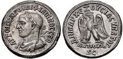 Selections from the Michel Prieur Collection SELEUCIS and PIERIA, Antioch. Philip I. AD 244-249. AR Tetradrachm (26.5mm, 13.44 g, 6h). Struck AD 247. Laureate, draped, and cuirassed bust left / Eagle 
