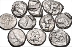 Large Lots GREEK. Asia Minor. Lot of ten (10) AR Staters. Includes: A mix of types from Cilicia, Pamphylia, and Lycia. An interesting lot for the specialist collector and/or dealer. Fine to VF, severa