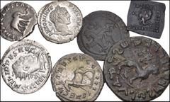 Large Lots MIXED. Oriental Greek to World. Lot of six (6) AR and Æ issues. Includes: BAKTRIA, Indo-Greek Kingdom. Menander I Soter. Circa 155-130 BC. Æ (16mm, 3.00 g, 12h). Indian standard. BAΣIΛEΩΣ Σ