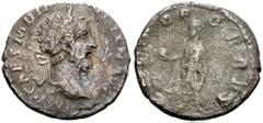 Didius Julianus. AD 193. AR Denarius (18mm, 2.10 g). Rome mint. Laureate head right / Didius Julianus standing left, holding globe and roll. RIC IV 3; RSC 15. Fine, porous, a few scratches.