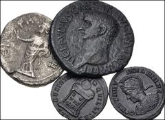 Large Lots ROMAN. Provincial-Imperial. Lot of four (4) bronze and billon issues. Includes: PROVINCIAL: Egypt, Alexandria. Vespasian. BI Tetradrachm. Laureate head right; LA (date) to right / Eirene st