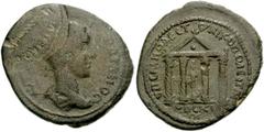MOESIA INFERIOR, Nicopolis ad Istrum. Gordian III. AD 238-244. Æ 30mm (11.18 g). Sabinus Modestus, consular legate. Laureate, draped and cuirassed bust right, seen from behind / Statue of Tyche within