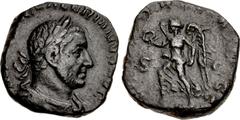 Valerianic Dynasty – Rome mint Valerian I. AD 253-260. Ӕ Sestertius (25mm, 12.28 g, 12h). Rome mint. 1st issue, AD 253-254. IMP [C P L]IC VALERIANVS AVG, laureate, draped and cuirassed bust right / VI
