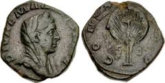 Valerianic Dynasty – Rome mint Diva Mariniana. Died before AD 253. Ӕ Sestertius (25mm, 15.31 g, 7h). Rome mint. 1st-5th issue, AD 253-260. DIVAE MARINIANAE, diademed, veiled and draped bust to right /