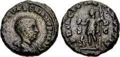Valerianic Dynasty – Rome mint Saloninus. As Caesar, AD 258-260. Æ As (23mm, 8.16 g, 7h). Rome mint, 5th officina. 5th issue, AD 258-260. LIC COR SAL VALERIANVS N CAES, draped bust right, head bare / 