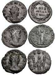 Valerianic Dynasty – Rome mint Lot of three (3) coins. 197a Gallienus. AD 253-268. Antoninianus (19.5mm, 2.74 g, 6h). Rome mint. 7th issue, AD 262. GALLIENVS AVG, radiate and cuirassed bust right / FI