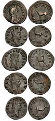 Valerianic Dynasty – Rome mint Lot of five (5) coins. 271a Salonina. Augusta, AD 254-268. Antoninianus (21mm, 3.10 g, 11h). Rome mint, 4th officina. 10th issue, AD 267-268. COR SALONINA AVG, diademed 
