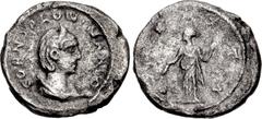Valerianic Dynasty – Viminacium mint Salonina. Augusta, AD 254-268. Quinarius (16.5mm, 2.02 g, 5h). Viminacium mint. CORN SALONINA AVG, diademed and draped bust right / VESTA, Vesta standing left, hol